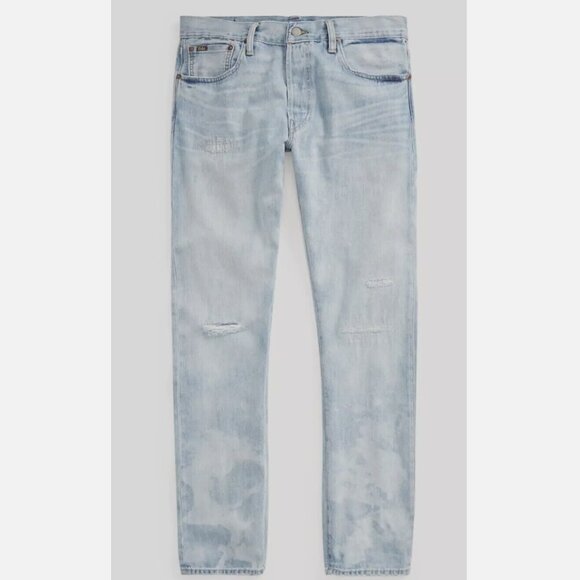Polo Ralph Lauren The Varick Slim Straight Distressed Sun Faded Jeans